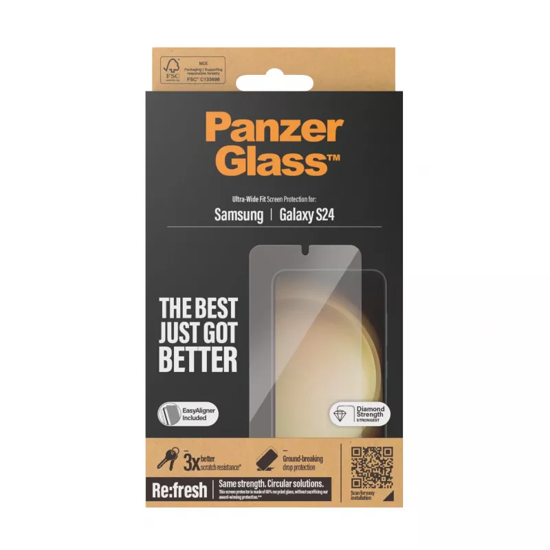 Película protetora de ecrã PanzerGlass® Samsung Galaxy S24 | Ultra-Wide Fit com EasyAligner