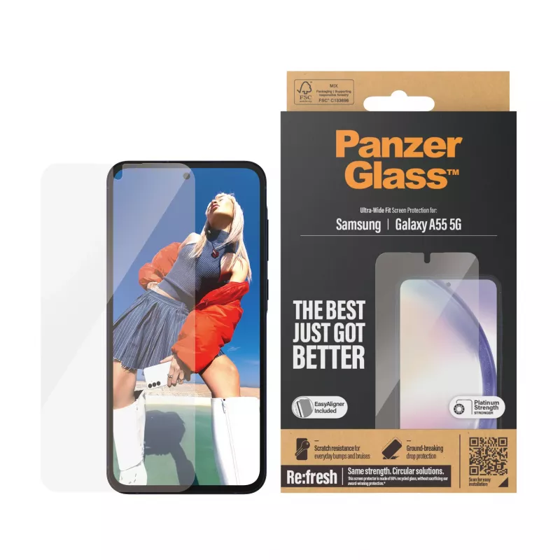 Película protetora de ecrã PanzerGlass ® Samsung Galaxy A55 5G | Ultra-Wide Fit com EasyAligner