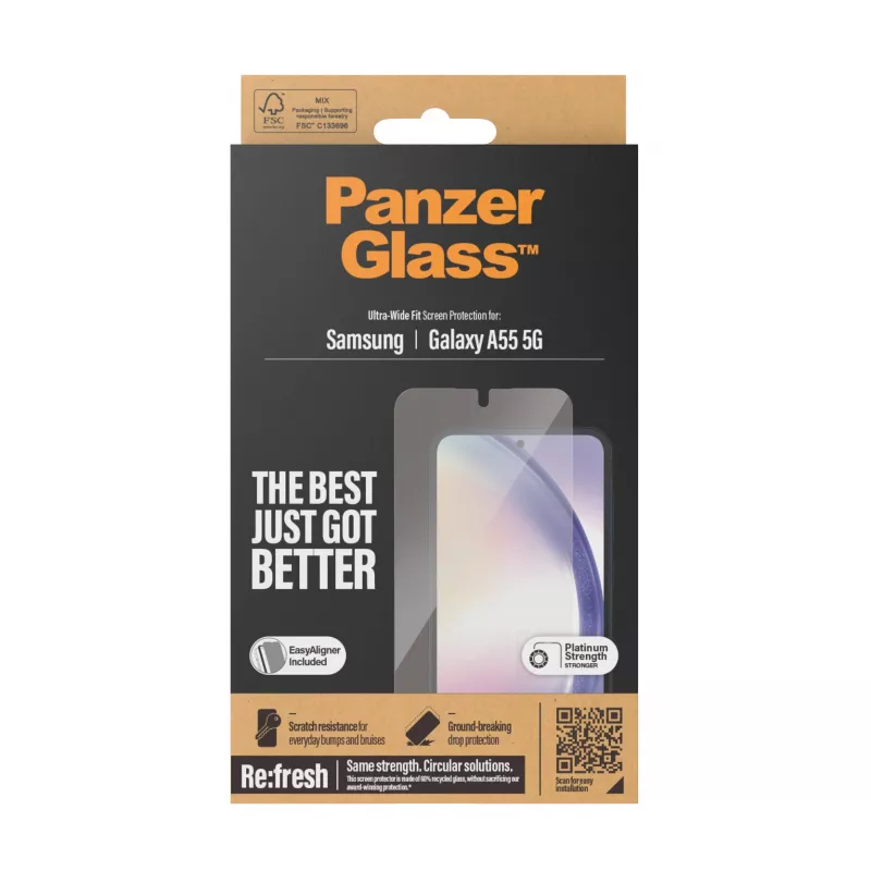 Película protetora de ecrã PanzerGlass ® Samsung Galaxy A55 5G | Ultra-Wide Fit com EasyAligner