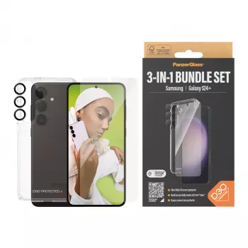 Pacote de proteção 3-em-1 PanzerGlass ® Samsung Galaxy S24+ | Ultra-Wide Fit com EasyAligner