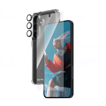 Pacote de proteção 3-em-1 PanzerGlass Samsung Galaxy S24 Ultra Wide Fit resistente a riscos e choques