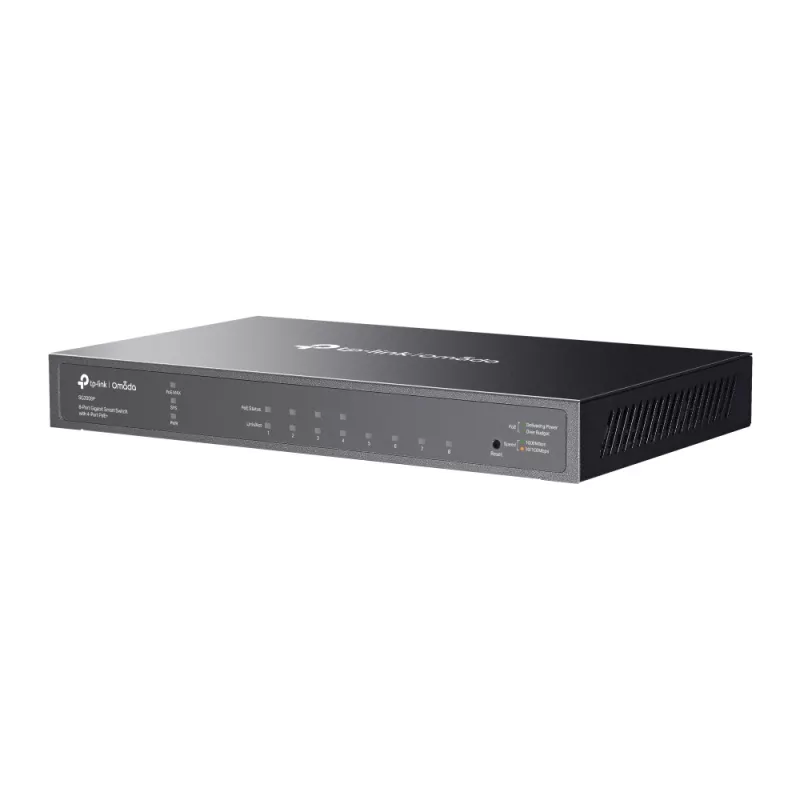 TP-Link Omada switch smart Gigabit de 8 portas com 4 portas PoE+, gerido, L2/L2+, Gigabit Ethernet (10/100/1000), Power over Ethernet (PoE), montagem em rack