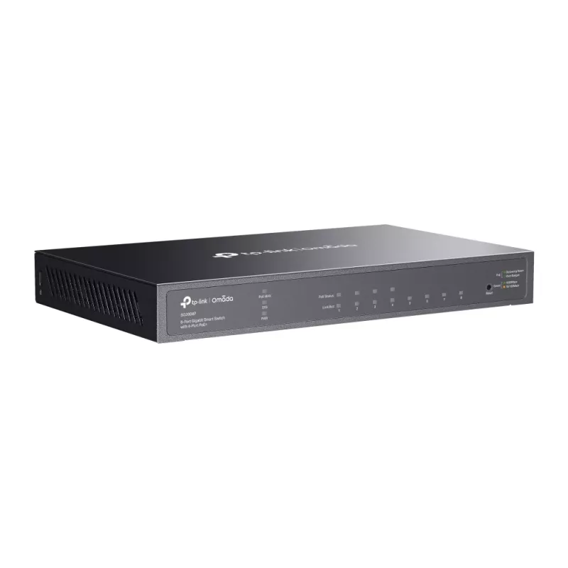 TP-Link Omada switch smart Gigabit de 8 portas com 4 portas PoE+, gerido, L2/L2+, Gigabit Ethernet (10/100/1000), Power over Ethernet (PoE), montagem em rack