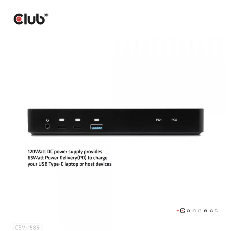 CLUB3D DisplayPort/HDMI KVM switch/dock 4K60Hz para entradas USB Type-C