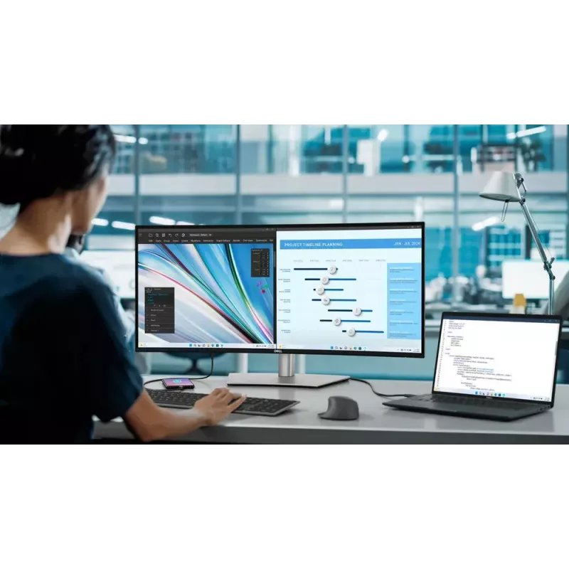 Monitor de computador DELL UltraSharp U3425WE 86,7 cm (34,1 polegadas) 3440 x 1440 píxeis Wide Quad HD LCD preto, prateado