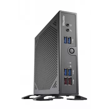 Barebone Shuttle XPC slim DS50U, Intel Celeron 7305, 2x LAN (1x 2,5 Gbit, 1x 1 Gbit), 1x COM, 1x HDMI, 1x DP, 1x VGA, sem ventoinha, funcionamento contínuo 24/7