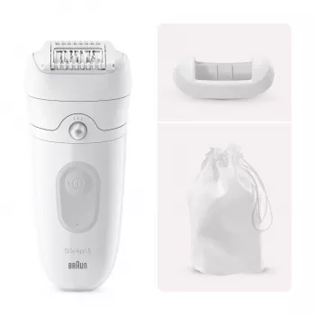 Depiladora Braun Silk-épil 5 5-011 — a pilhas, pinças MicroGrip, molhado e seco, massagem, branca