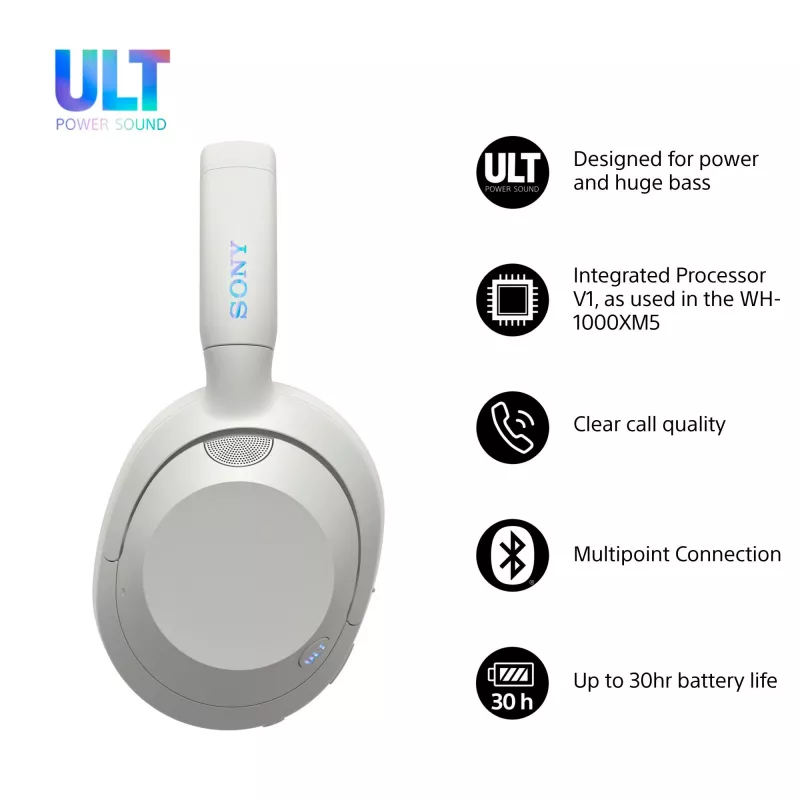 Sony WH-ULT900N ULT WEAR auscultadores sem fios com cancelamento de ruído, brancos