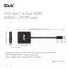 Hub CLUB3D USB-C® para HDMI™ duplo 4K60Hz M/F+PD3.0 100 W