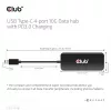 Club3D CSV-1548 hub USB-C, 4x USB-C 10 Gbps, 100W PD, preto