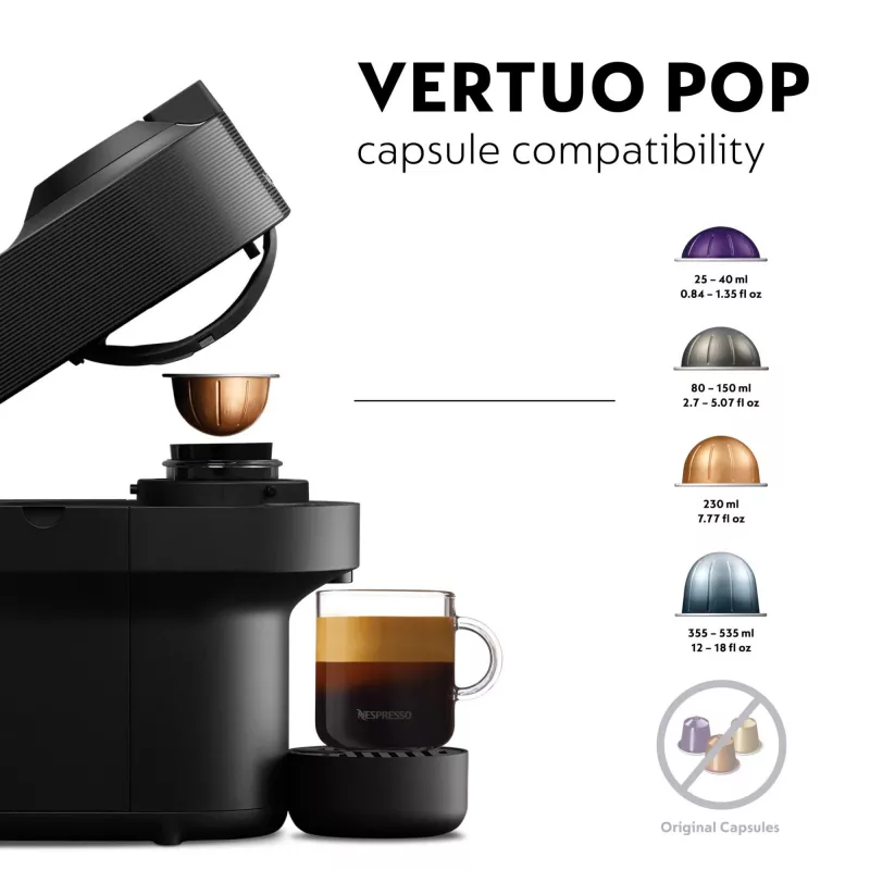 De'Longhi Nespresso Vertuo Pop ENV90.B máquina de café, Liquorice Black (preta)