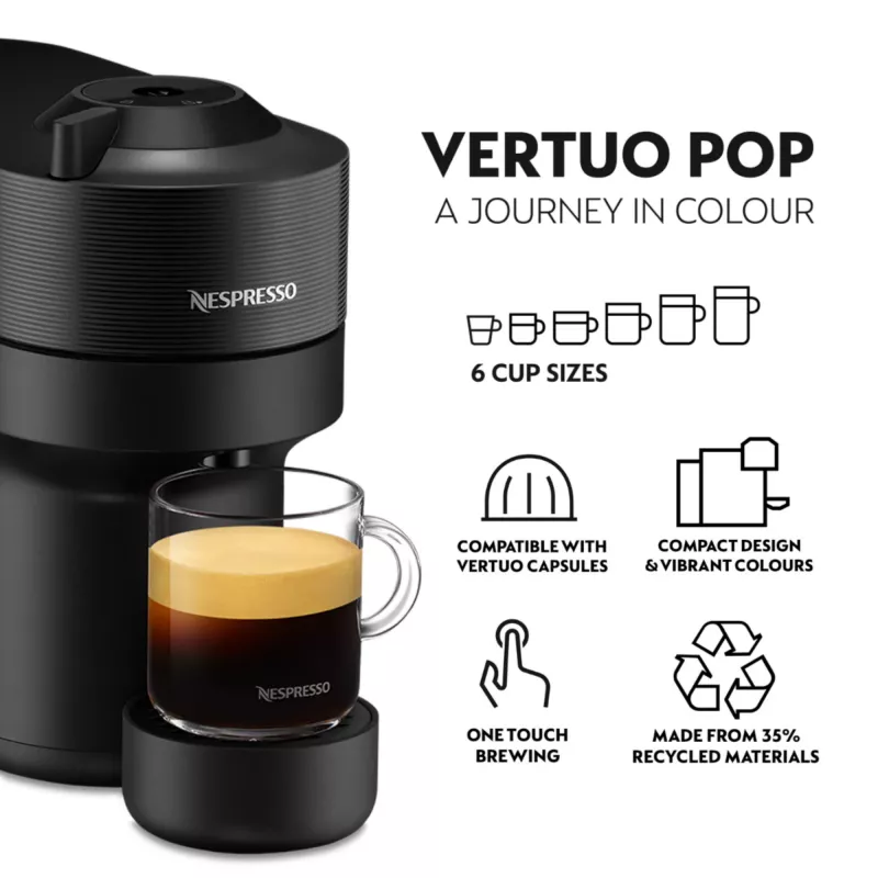 De'Longhi Nespresso Vertuo Pop ENV90.B máquina de café, Liquorice Black (preta)