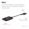 Divisor de vídeo Club 3D CSV-1478 USB Type-C (com adaptador USB-A) para DisplayPort duplo 4K60Hz, preto