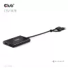 Divisor de vídeo Club 3D CSV-1478 USB Type-C (com adaptador USB-A) para DisplayPort duplo 4K60Hz, preto