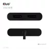 Divisor de vídeo Club 3D CSV-1478 USB Type-C (com adaptador USB-A) para DisplayPort duplo 4K60Hz, preto