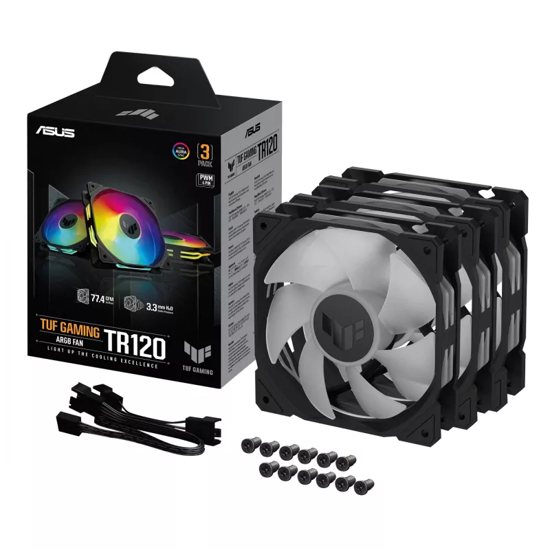 Arrefecedor de ar para caixa de computador ASUS TUF GAMING TR120 ARGB 3IN1 preto 12 cm