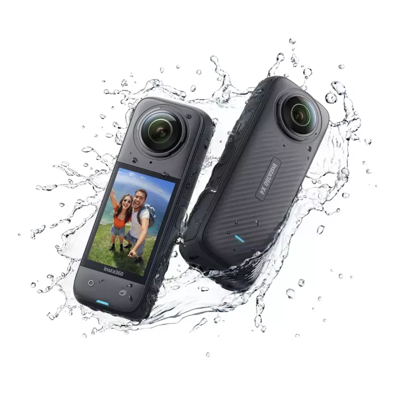Câmara de ação Insta360 X4 — 72 MP, 8K (7680×3840) CMOS, sensor de 1/2 polegada, ecrã integrado, Wi‑Fi, 120 fps, MicroSD, 602 g, preto