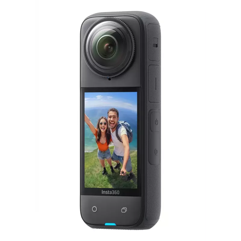 Câmara de ação Insta360 X4 — 72 MP, 8K (7680×3840) CMOS, sensor de 1/2 polegada, ecrã integrado, Wi‑Fi, 120 fps, MicroSD, 602 g, preto