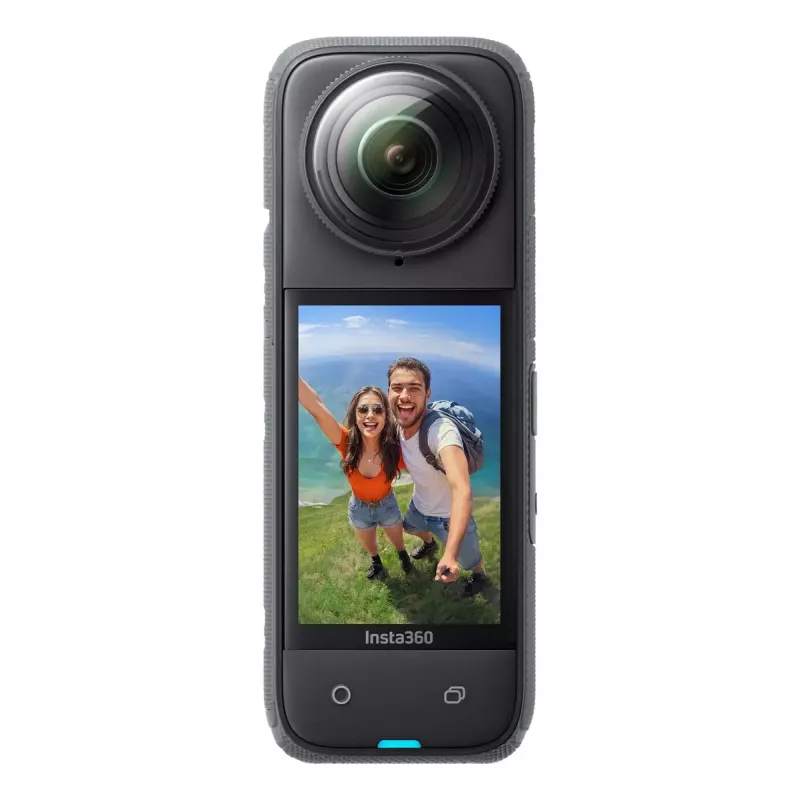 Câmara de ação Insta360 X4 — 72 MP, 8K (7680×3840) CMOS, sensor de 1/2 polegada, ecrã integrado, Wi‑Fi, 120 fps, MicroSD, 602 g, preto