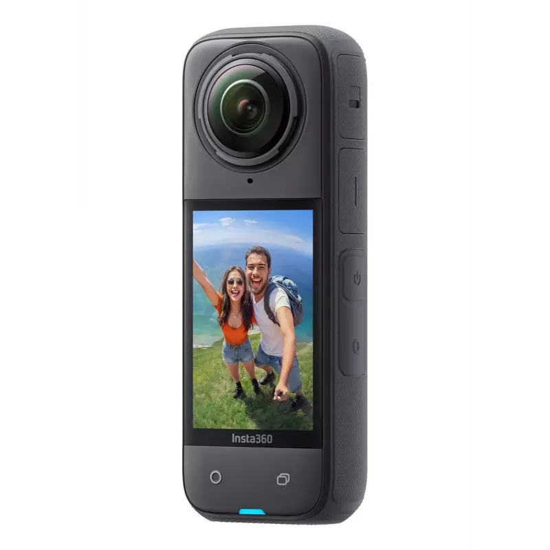 Câmara de ação Insta360 X4 — 72 MP, 8K (7680×3840) CMOS, sensor de 1/2 polegada, ecrã integrado, Wi‑Fi, 120 fps, MicroSD, 602 g, preto