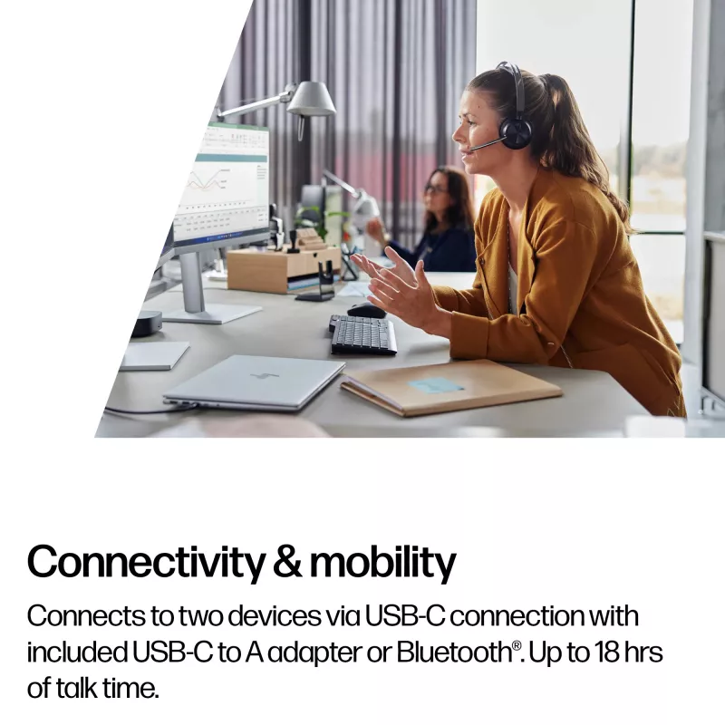 HP Poly Voyager Focus 2 auscultadores USB-C-C + adaptador USB-C/A