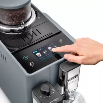 Máquina de café expresso De’Longhi Rivelia EXAM440.55.g — automática, depósito de água de 1,4 l, moinho de 250 g, 19 bar, ecrã tátil TFT