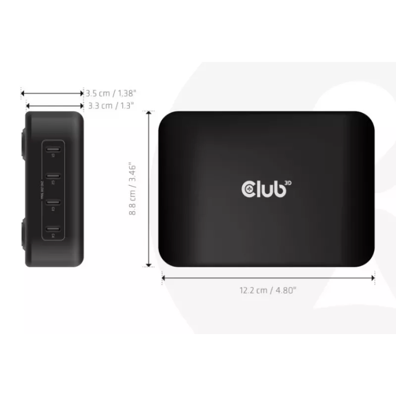 Carregador para dispositivos móveis CLUB3D CAC-1918 universal preto AC 4 portas USB Type-C