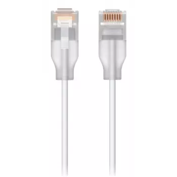 Cabo de rede patch UBIQUITI UACC-Cable-Patch-EL-1M-W — Cat6, 1 m, 2,5 GbE, PoE++ (4PPoE), translúcido, ficha RJ-45 macho–macho