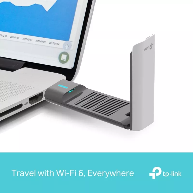Adaptador USB sem fios TP-Link Archer AX3000 (Archer TX50UH) – Wi‑Fi 6 dual-band, USB 3.2 Gen1, até 3000 Mbps, antena interna, Windows 11