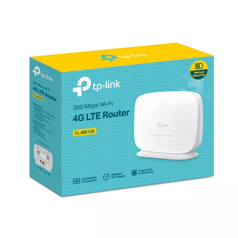 Router TP-Link 300 Mbps Wireless N 4G LTE, Wi-Fi 4 (802.11n), single-band (2,4 GHz), Ethernet LAN, 4G, branco, router de mesa