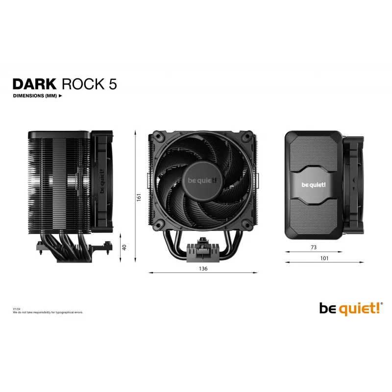 Arrefecedor de processador be quiet! DARK ROCK 5 12 cm preto 1 unid.