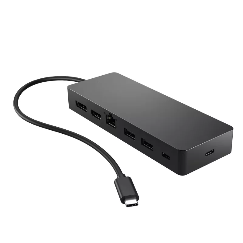 Hub Multiporta Universal USB-C HP, com fios, USB 3.2 Gen 2 (3.1 Gen 2) Type-C, 10,100,1000 Mbit/s, preto, preto, 4K Ultra HD