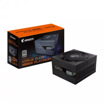 Fonte de alimentação GIGABYTE AORUS ELITE P1000W ICE - PCIe 5.0, 80 PLUS Platinum, design totalmente modular, ventoinha de 120 mm, compatível com ATX 3.0, ficha EU