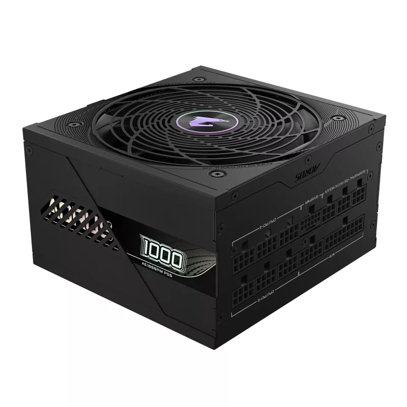 Fonte de alimentação GIGABYTE AORUS ELITE P1000W ICE - PCIe 5.0, 80 PLUS Platinum, design totalmente modular, ventoinha de 120 mm, compatível com ATX 3.0, ficha EU