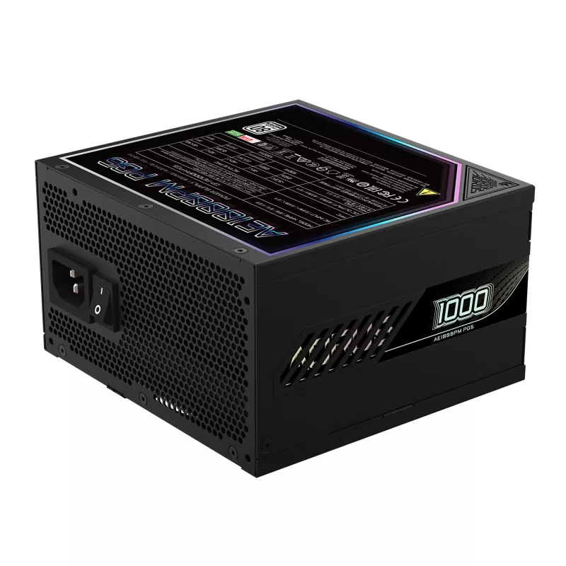 Fonte de alimentação GIGABYTE AORUS ELITE P1000W ICE - PCIe 5.0, 80 PLUS Platinum, design totalmente modular, ventoinha de 120 mm, compatível com ATX 3.0, ficha EU