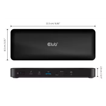 Dock/Replicador de portas para portátil CLUB3D CSV-1583 com fios Thunderbolt 4 preto