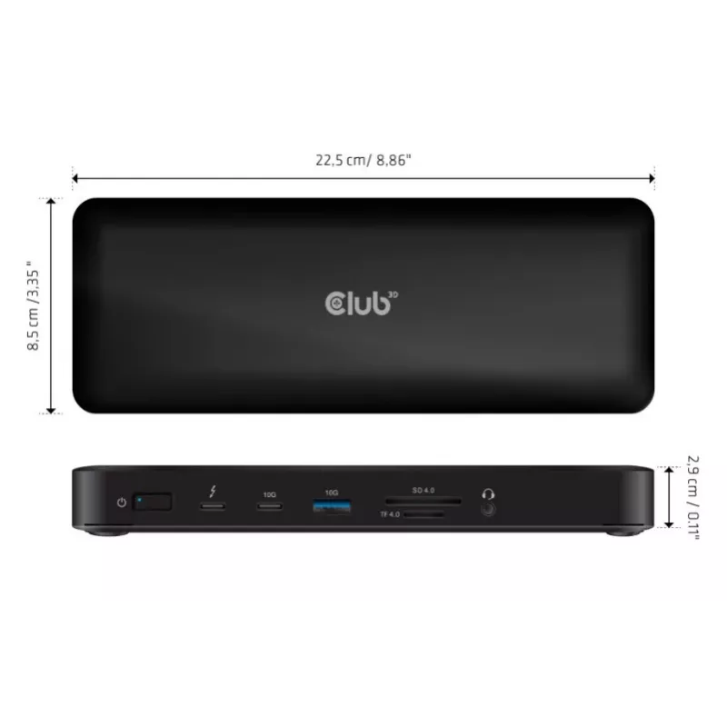 Dock/Replicador de portas para portátil CLUB3D CSV-1583 com fios Thunderbolt 4 preto