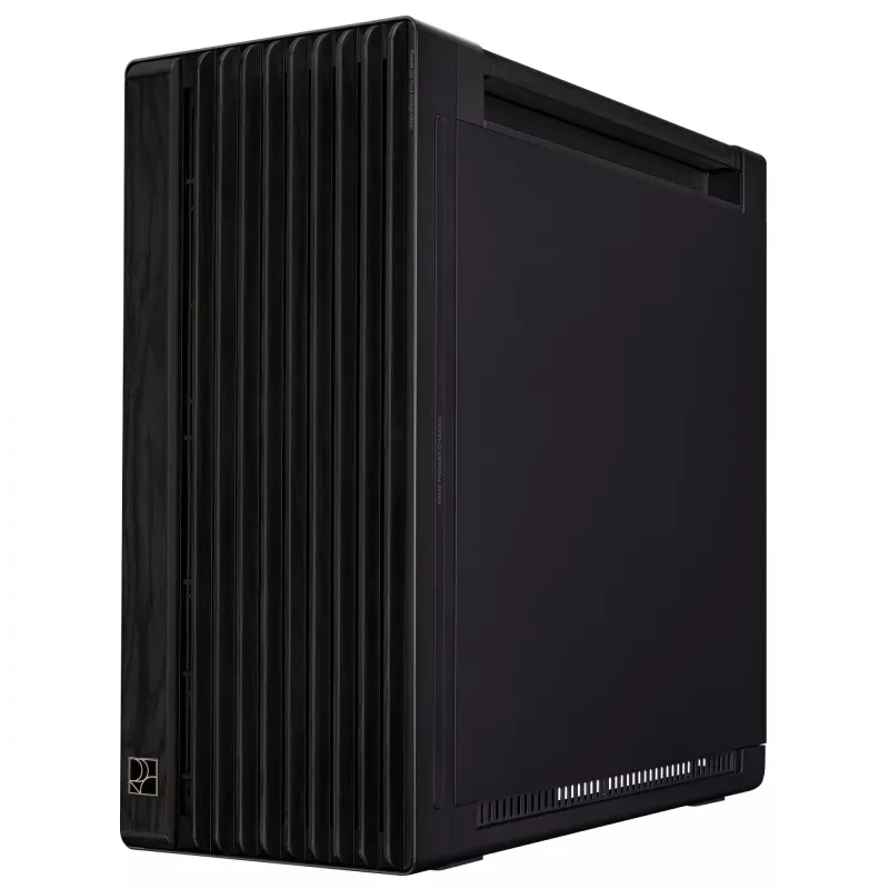 Caixa de PC ASUS ProArt PA602 Wood Edition Midi Tower preta — madeira, suporte ATX/EATX, vidro temperado, 4×3,5