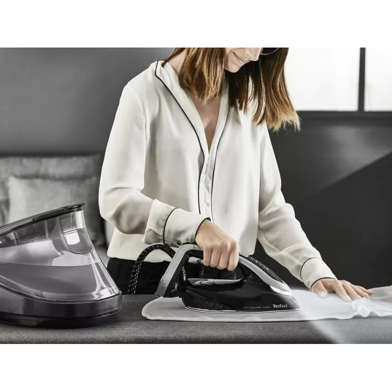 Tefal Pro Express Vision GV9821 3000 W 1,2 L Durilium AirGlide Autoclean base de ferro preta, prateada