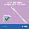 Cabo USB-C CLUB3D CAC-3001 2m USB4 Gen 3x2 branco