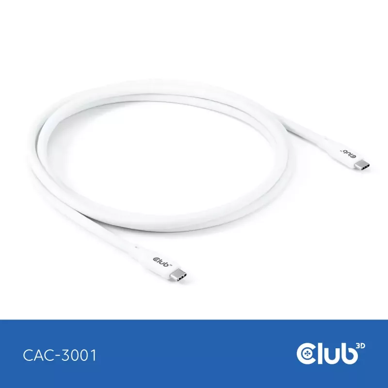 Cabo USB-C CLUB3D CAC-3001 2m USB4 Gen 3x2 branco