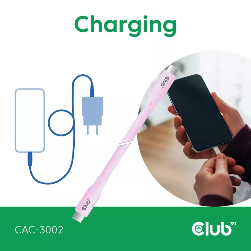 Cabo USB-C CLUB3D CAC-3002 2m USB4 Gen 3x2 rosa