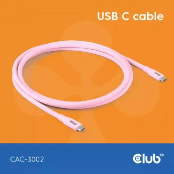 Cabo USB-C CLUB3D CAC-3002 2m USB4 Gen 3x2 rosa