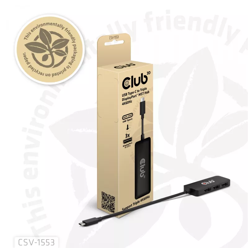 CLUB3D USB-C® para Triple DisplayPort™ 4K60Hz