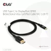 Cabo USB Type-C para DisplayPort 2.1, Club 3D CAC-1559, bidirecional, certificado VESA DP80, 1 m