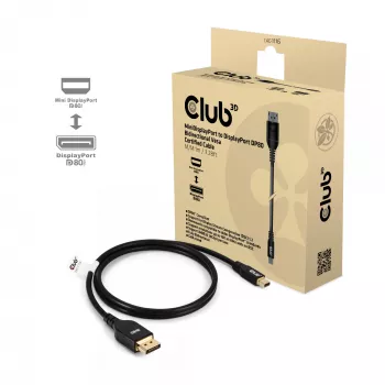 Cabo CLUB3D Mini DisplayPort™ para DisplayPort™ Bidirecional Certificado VESA DP80 M/M 1m/3.28ft