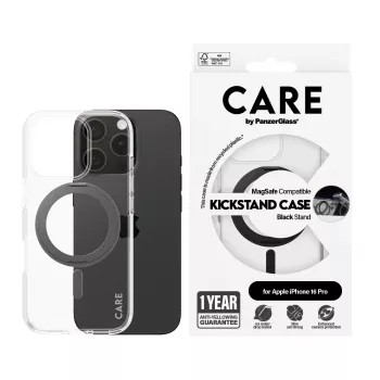 PanzerGlass CARE™ by ® Capa Transparente com Kickstand preto & MagSafe iPhone 16 Pro