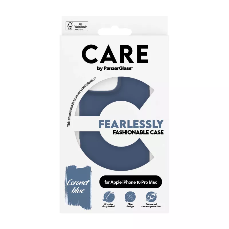 Capa PanzerGlass CARE by capa elegante azul iPhone 16 Pro Max transparente