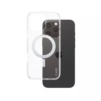 PanzerGlass CARE™ by ® Capa Transparente c. Kickstand prateado & MagSafe iPhone 16 Pro Max