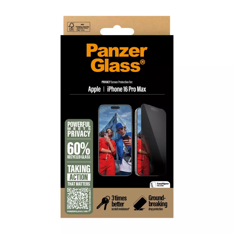 Proteção de ecrã de privacidade PanzerGlass ® iPhone 16 Pro Max | Ultra-Wide Fit com EasyAligner